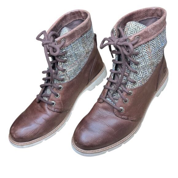 Timberland Women's Bramhall 6 Inch Harris Tweed Brown Lace Up Boots - Size 9 - Picture 3 of 9